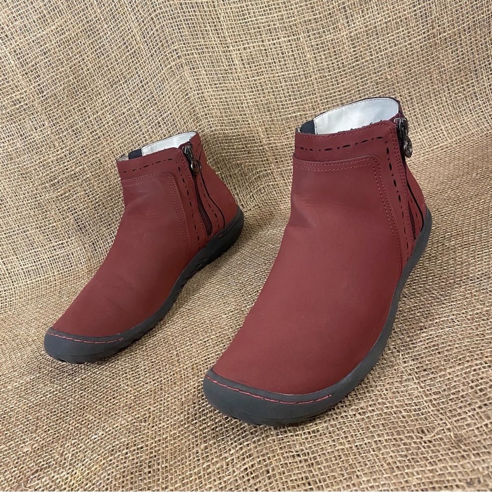 JBU Bootie Boots Ankle Juno Red Zip Up Size 9 M